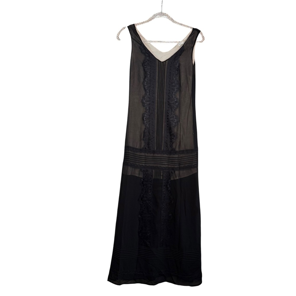 Vero Moda Classic Flapper Style Dress Black Sheer Lace Inset Sleeveless 155/76A